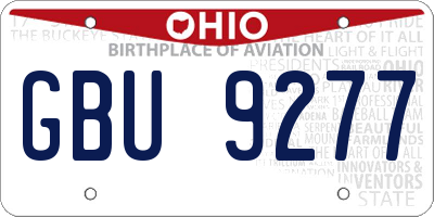 OH license plate GBU9277