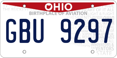 OH license plate GBU9297