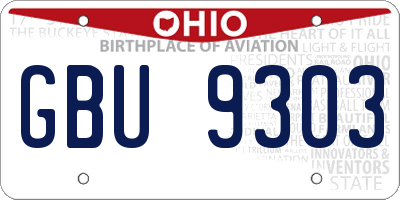 OH license plate GBU9303