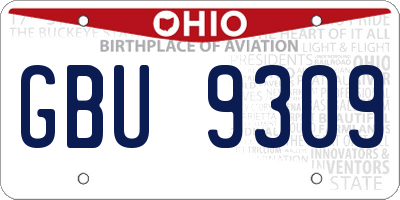 OH license plate GBU9309