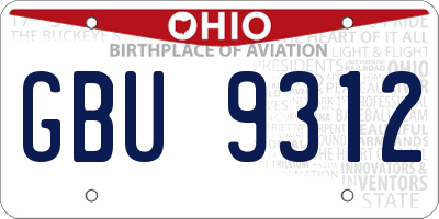 OH license plate GBU9312