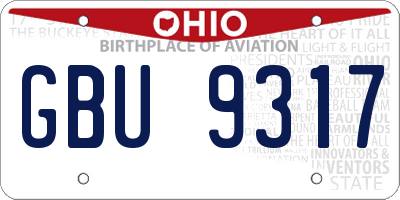OH license plate GBU9317