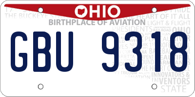OH license plate GBU9318