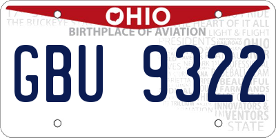 OH license plate GBU9322