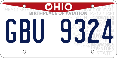OH license plate GBU9324