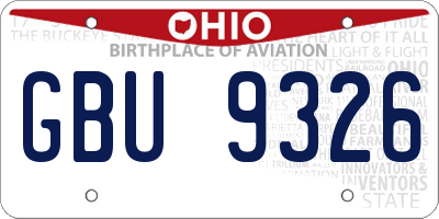 OH license plate GBU9326