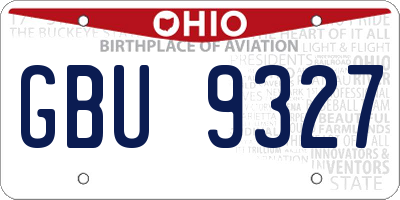 OH license plate GBU9327