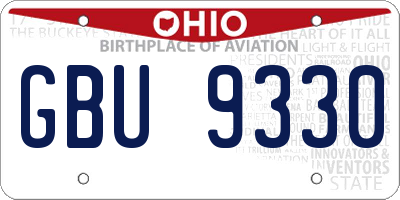 OH license plate GBU9330