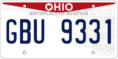 OH license plate GBU9331