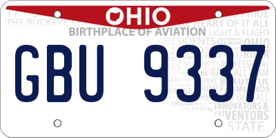 OH license plate GBU9337