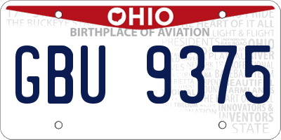 OH license plate GBU9375