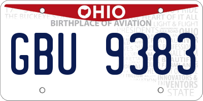OH license plate GBU9383
