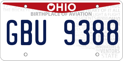 OH license plate GBU9388