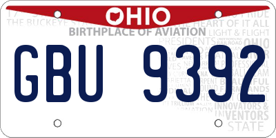 OH license plate GBU9392
