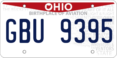 OH license plate GBU9395