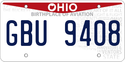 OH license plate GBU9408
