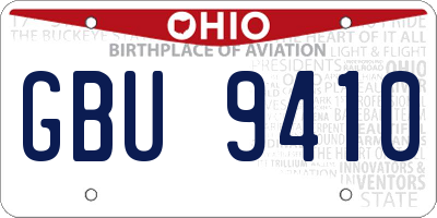 OH license plate GBU9410