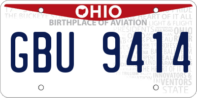 OH license plate GBU9414