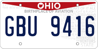 OH license plate GBU9416