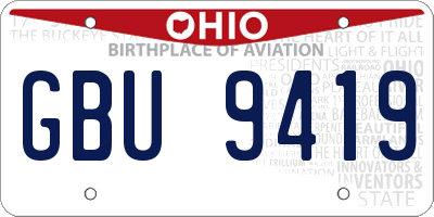 OH license plate GBU9419