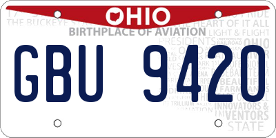 OH license plate GBU9420