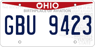 OH license plate GBU9423