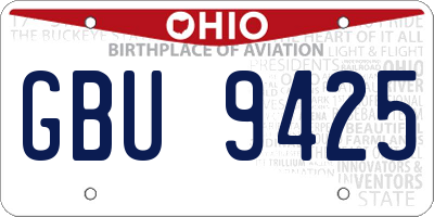 OH license plate GBU9425