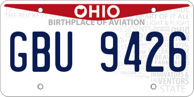 OH license plate GBU9426