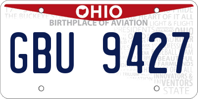 OH license plate GBU9427