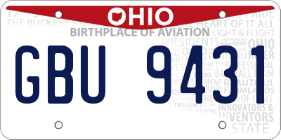 OH license plate GBU9431