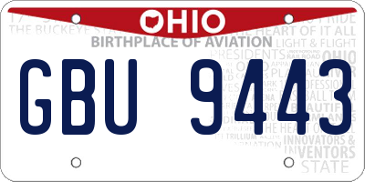 OH license plate GBU9443