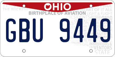OH license plate GBU9449