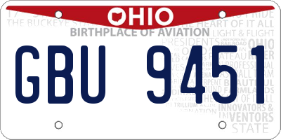 OH license plate GBU9451