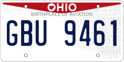 OH license plate GBU9461