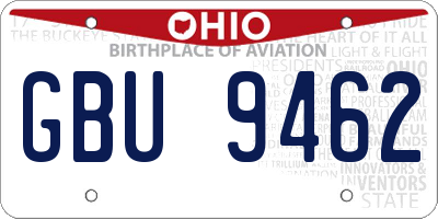 OH license plate GBU9462