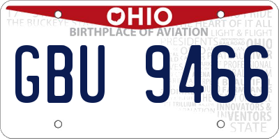 OH license plate GBU9466