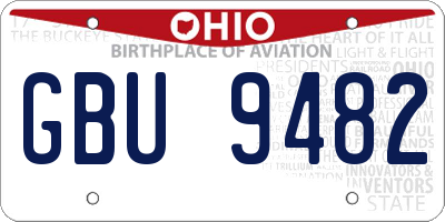 OH license plate GBU9482