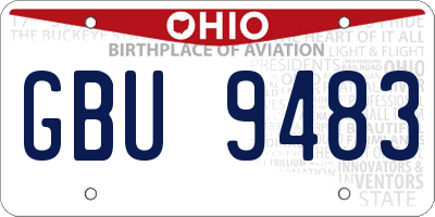 OH license plate GBU9483