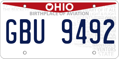 OH license plate GBU9492