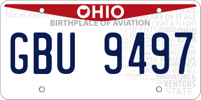 OH license plate GBU9497