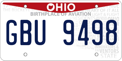 OH license plate GBU9498