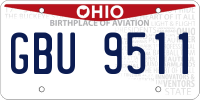 OH license plate GBU9511