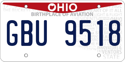 OH license plate GBU9518