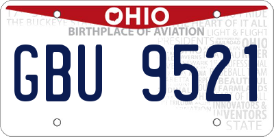 OH license plate GBU9521