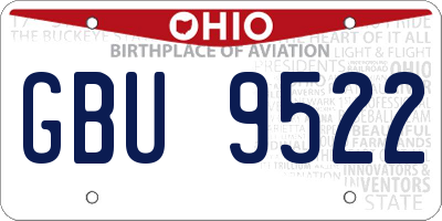 OH license plate GBU9522