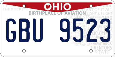 OH license plate GBU9523