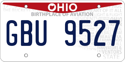 OH license plate GBU9527