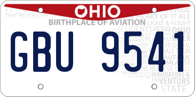 OH license plate GBU9541