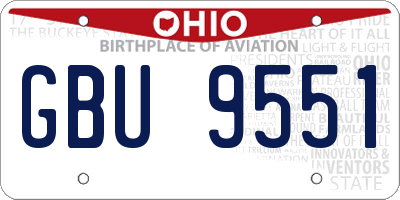 OH license plate GBU9551