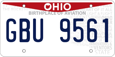 OH license plate GBU9561